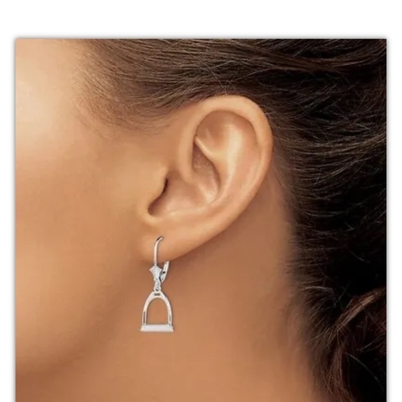 De-Ani Sterling Silver Polished 3D Small Stirrup Leverback Earrings NEW - Picture 3 of 3